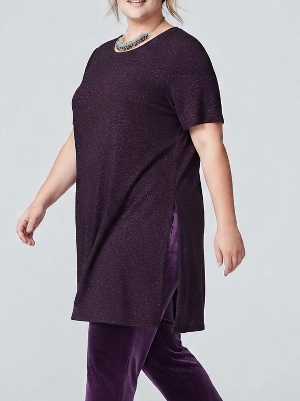 GEORGE Metallic Plum Tunic Length Top size XXL